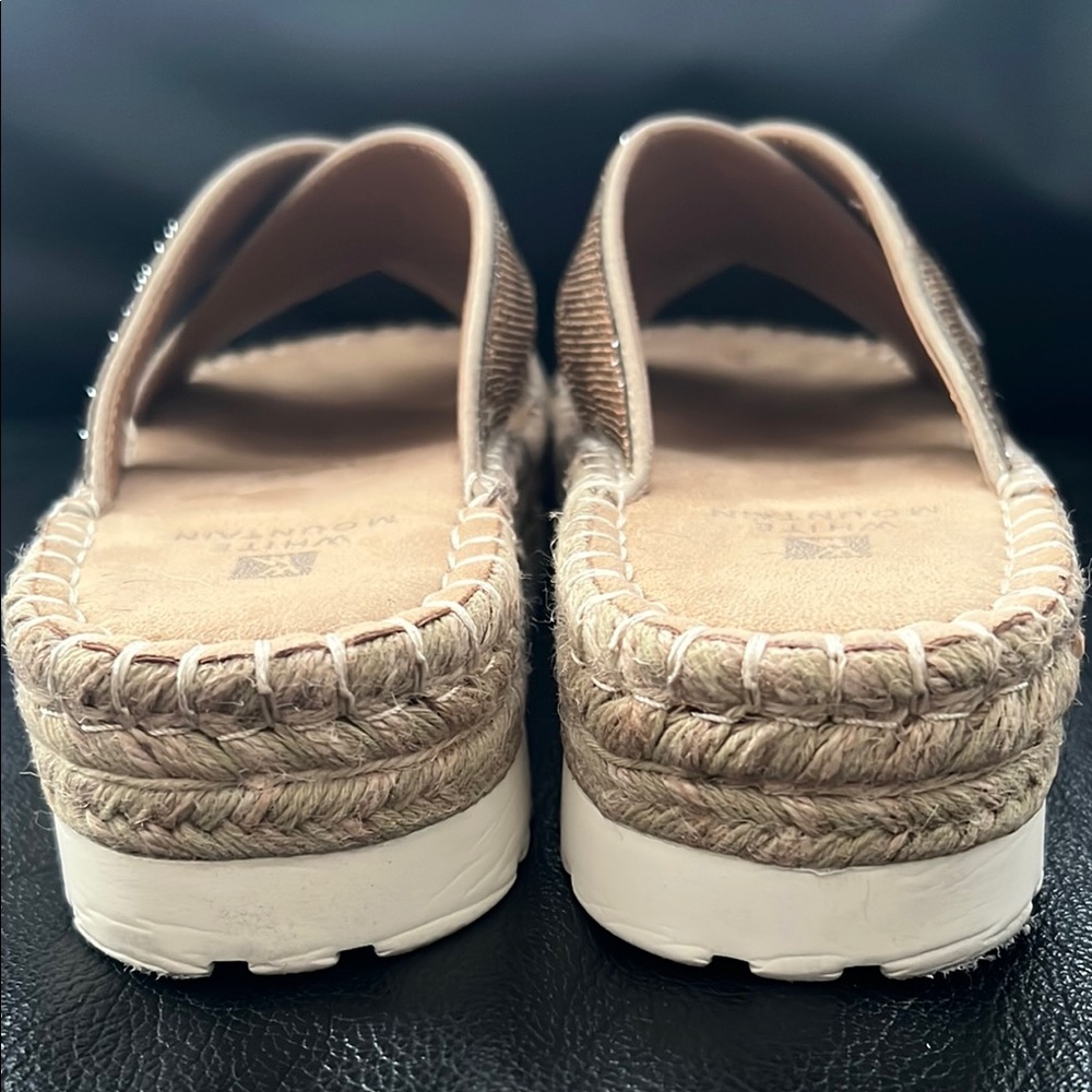 White Mountain Women's Sparkling Tan Slide Sandals - Picture 6 of 9